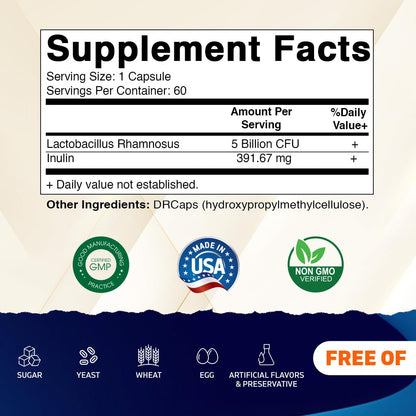 Vitamatic Lactobacillus Rhamnosus 5B/10B - 60 Count (Pack of 2) | Digestive & Immune Support