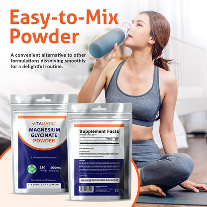 Vitamatic Magnesium Glycinate & Oxide – Supports Muscle, Joint & Heart Health | 250g Pack of 2
