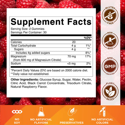 Vitamatic Magnesium Gummies 600mg – 60 Vegan Count for Relaxation, Muscle, Bone & Energy