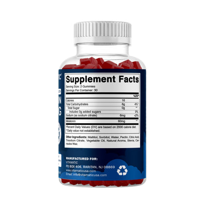 Vitamatic Sugar Free Melatonin 60 mg Gummies – 2 Pack (60 Gummies) – Vegan, Non-Habit Forming