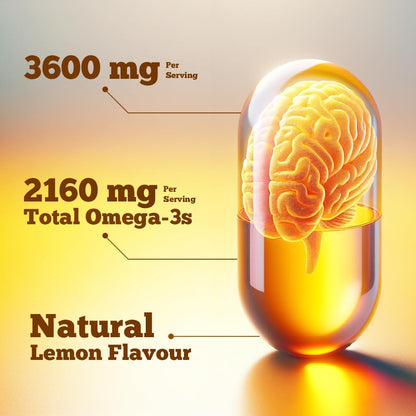 Vitamatic Omega-3 Fish Oil 3600mg per Serving – 180 Burpless Lemon Softgels