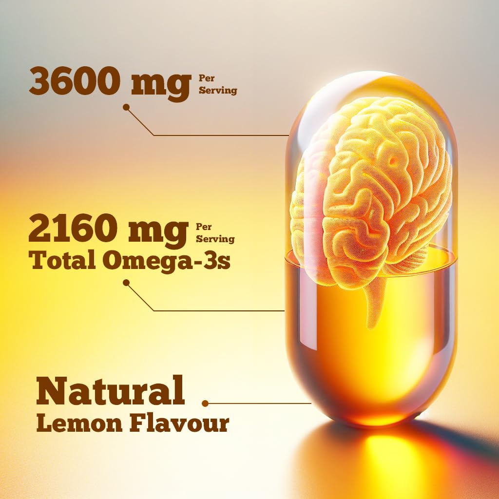 Vitamatic Triple Strength Omega 3 Fish Oil 3600mg Per Serving - Burpless Lemon Flavor, 180 Softgels (Pack of 2)