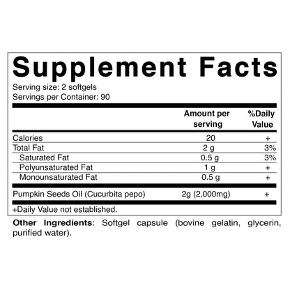Vitamatic Pumpkin Seed Oil 2000mg Softgels – 180 Count | 1000mg per Softgel