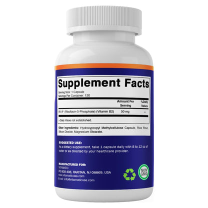 Vitamatic R-5-P Riboflavin-5-Phosphate 50 mg | 120 Vegetarian Capsules