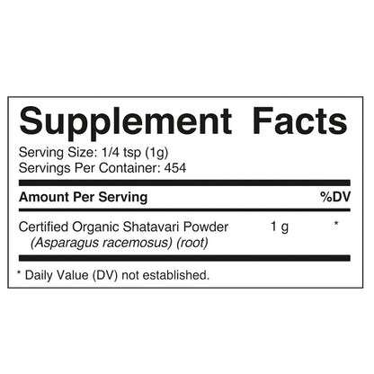 Vitamatic USDA Organic Shatavari Powder – 1 lb for Women's Health & Hormonal Balance