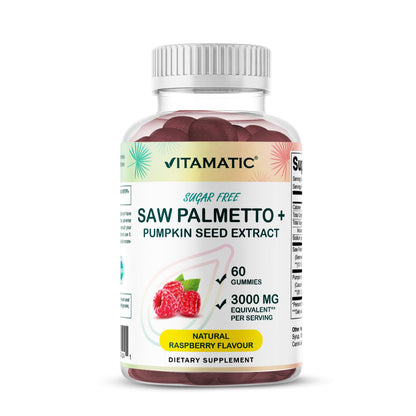 Vitamatic Sugar-Free Saw Palmetto with Pumpkin Seed – 3000 mg Equivalent per Serving | 60 Gummies