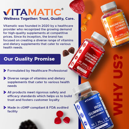 Vitamatic Valerian Root Chamomile Gummies – 6000 mg per Serving, Mixed Berry – 60 Gummies | Non-GMO, Gluten-Free