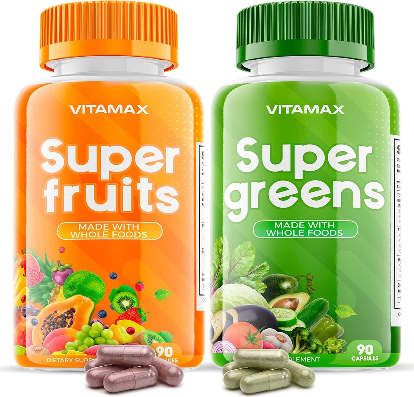 Vitamax Super Fruit & Vegetable Supplements – 90 Veggie & 90 Fruit Capsules – Made in USA