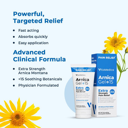 VitaMedica Arnica Gel Plus – Extra Strength, All-Natural Plant-Based Pain Relief for Bruising, Swelling & Soreness