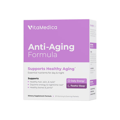 VitaMedica Anti-Aging Formula AM/PM Multivitamin Packets – Radiant Skin, Hair & Nails, Day Energy + Nighttime Recovery (30 Packs)