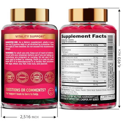 Vitamin B-Complex Gummies for Energy, Brain & Mood – Vegan Berry (60 Gummies, 2 Pack)