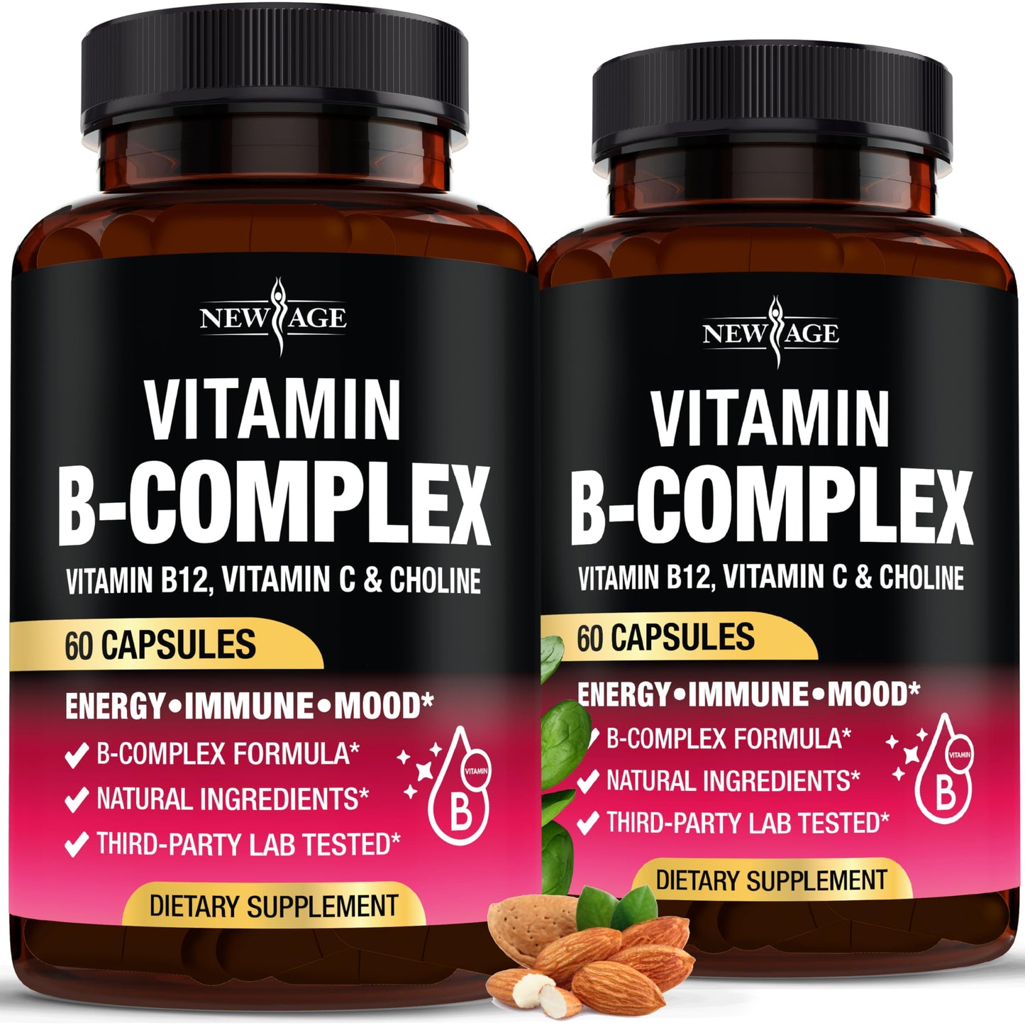 Vitamin B Complex for Men & Women – Made in USA – 120 Vegan Capsules