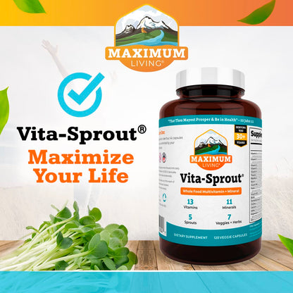 Maximum Living Vita-Sprout Whole-Food Multivitamin & Phytonutrient Blend - 120 Capsules