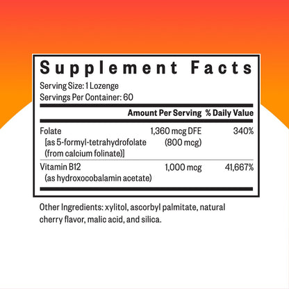 Hydroxo B12 with Folinic Acid – Heart Health Vitamin B12 | 60 Lozenges