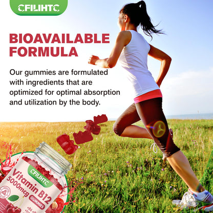 Vitamin B12 Gummies 5000mcg Methyl B12 – Cherry Sugar-Free (Women & Men)