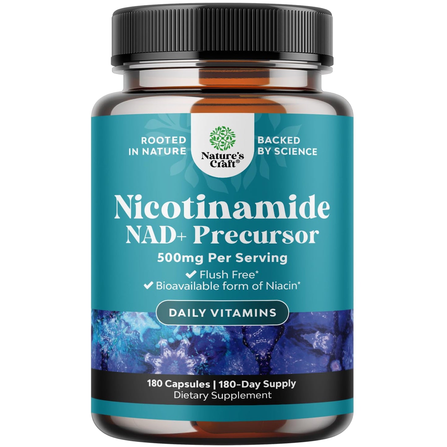 Vitamin B3 Niacinamide 500mg Capsules – Flush Free Niacin, 180 Count | Mitochondrial Energy & Skin Support