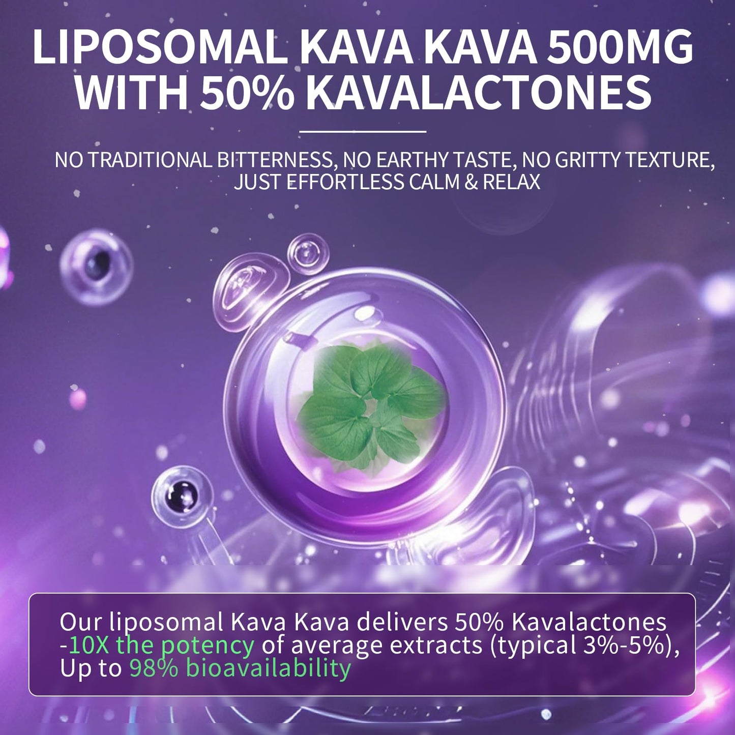 Kava Kava Root Extract - Liposomal Kava + L-Theanine, 50% Kavalactones, Sleep & Mood Support, 60ct
