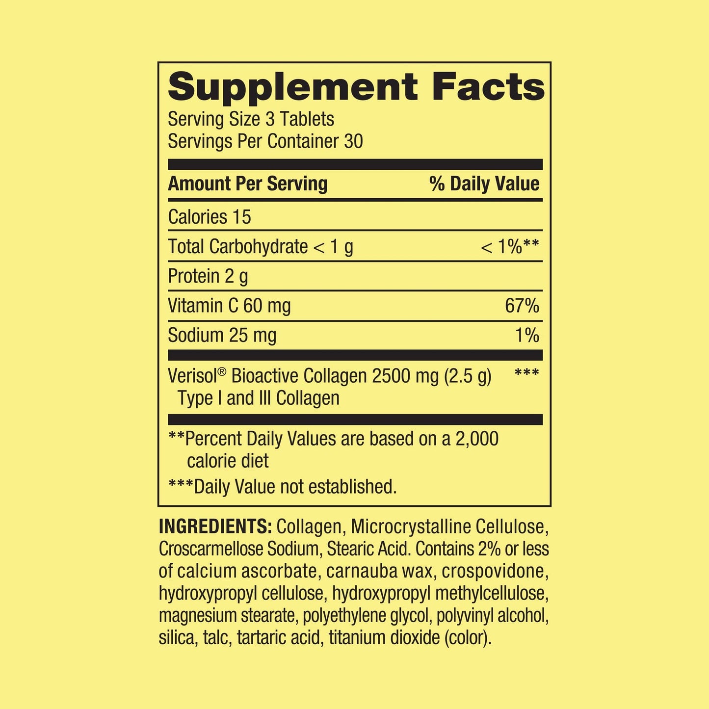 Spring Valley Collagen + C Tablets for Hair, Skin & Nails – 2,500 mg Collagen + 60 mg Vitamin C, 90 Count (Highly Absorbable)