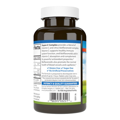 Carlson Super-C Complex Vitamin C + Bioflavonoids – Immune Support | 100 Vegetarian Tablets