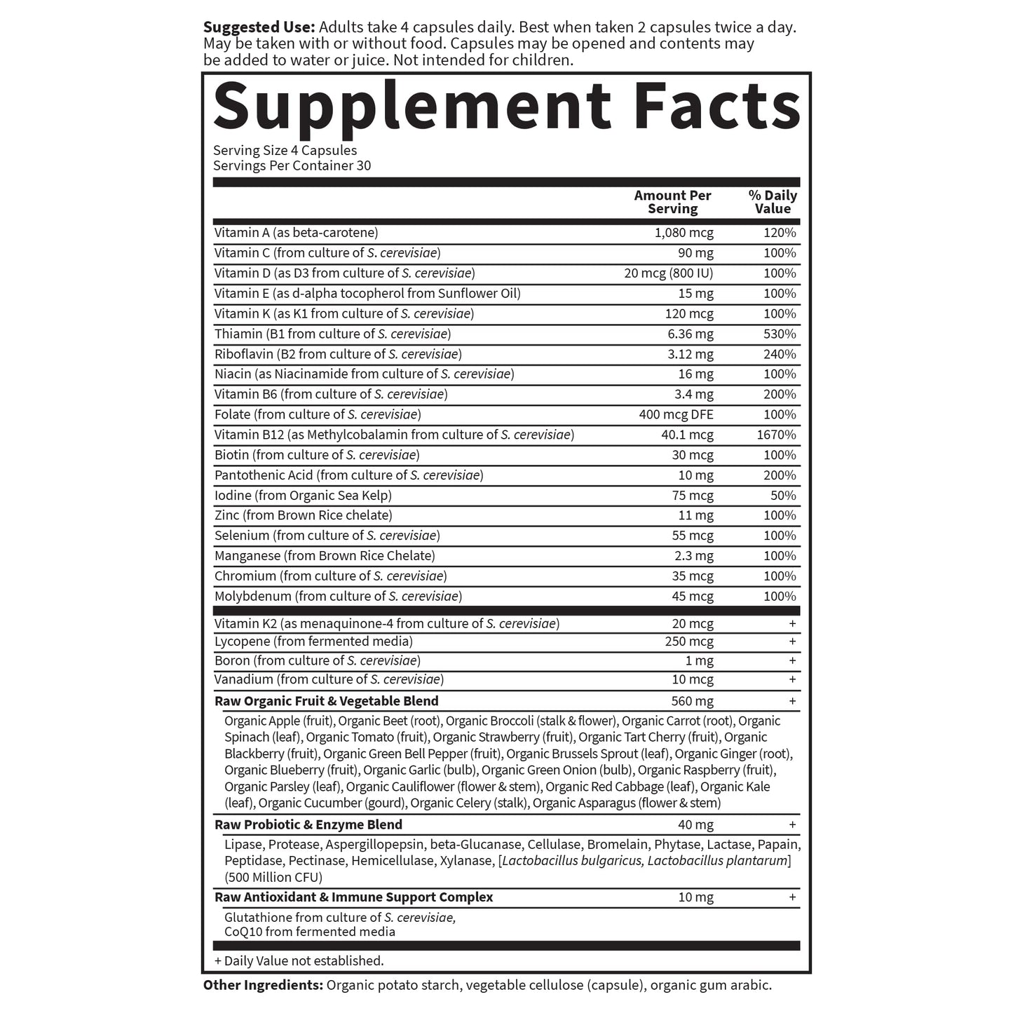 Garden of Life Vitamin Code Men's Whole-Food Multivitamin - 120 Caps | Probiotics, Prostate & Heart Health