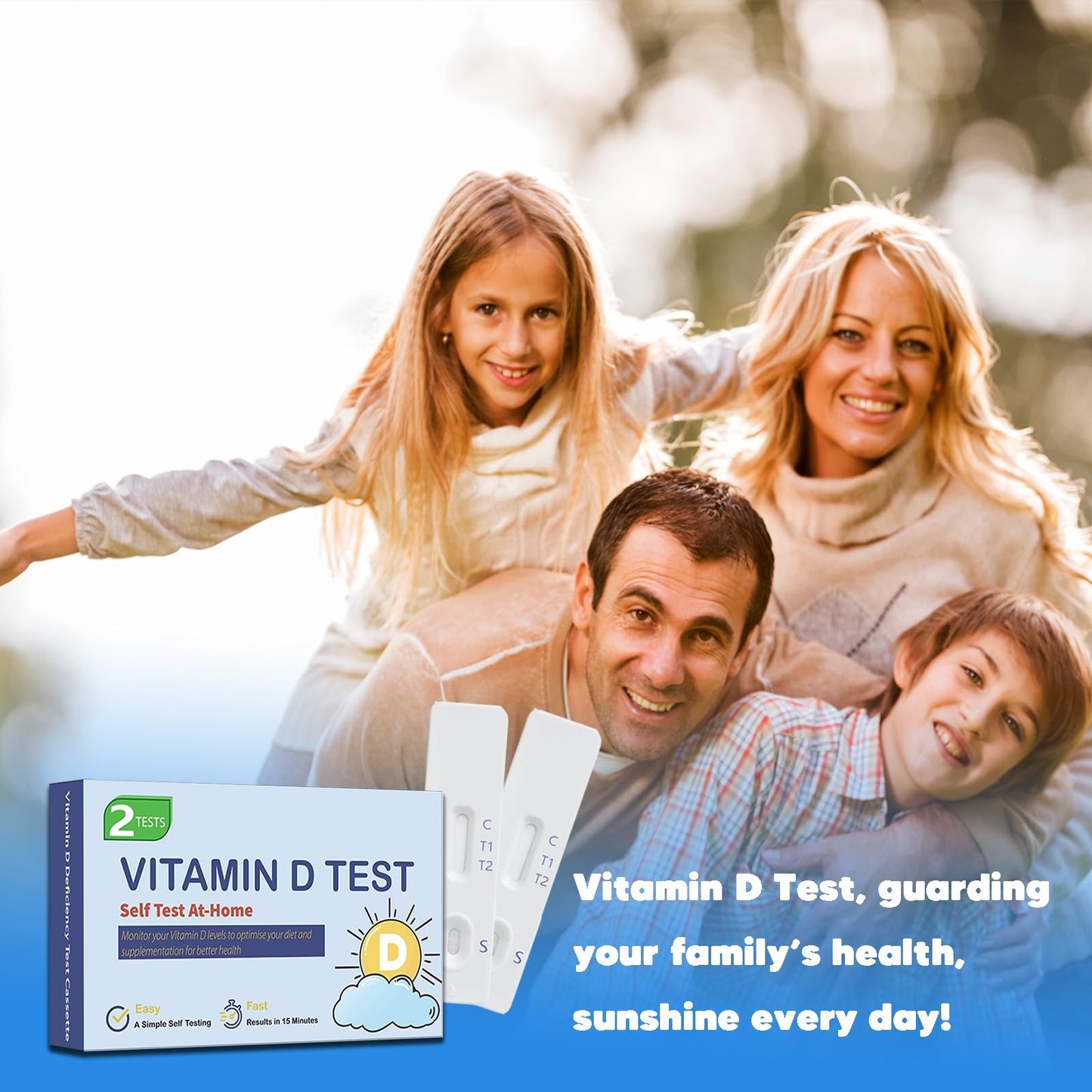 Vitamin D Test at-Home [2 Tests], Vitamin D Deficiency Test for Kids & Adults with Rapid Result in 15 Minutes