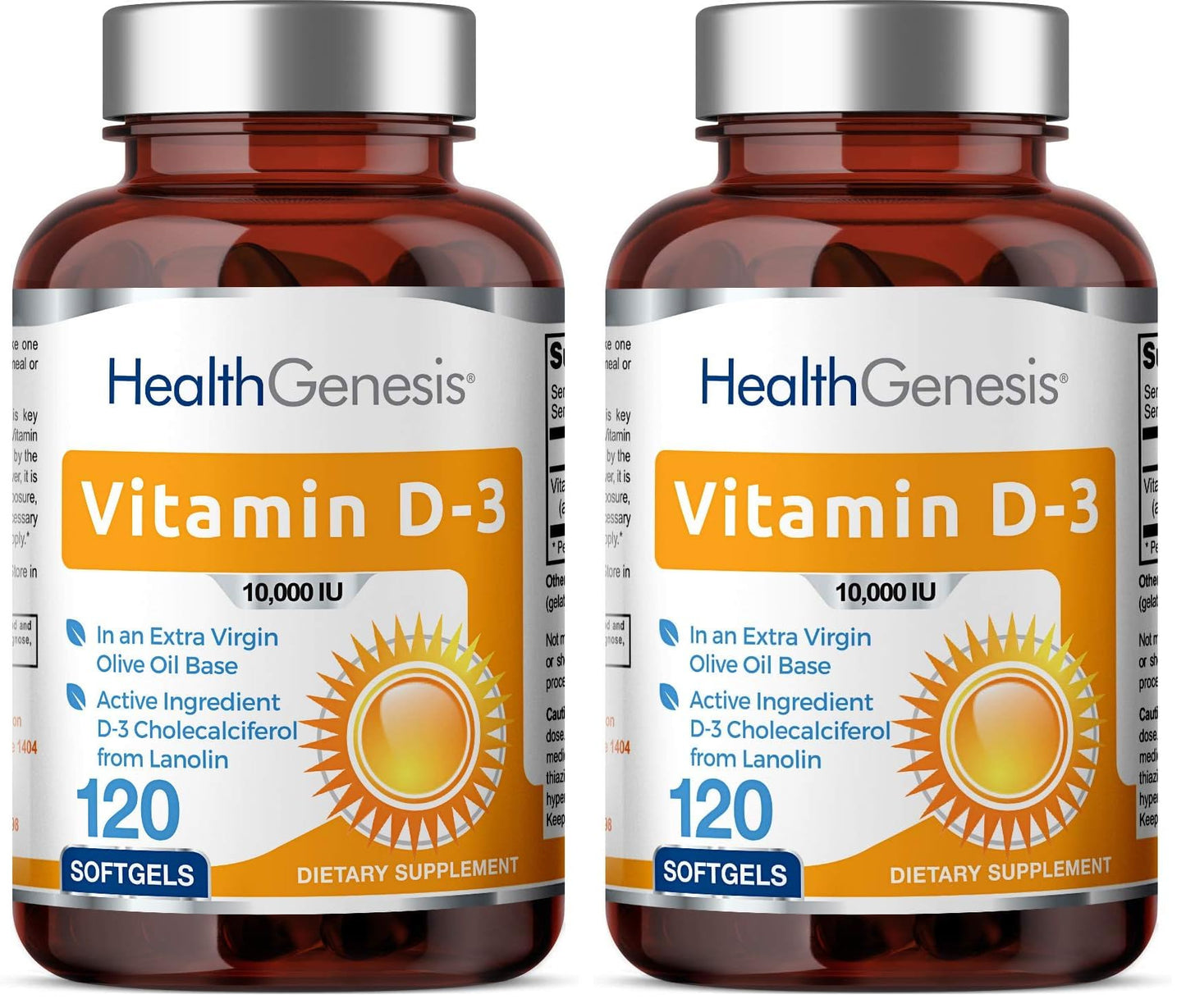 Vitamin D-3 10000 IU 120 Softgels – High-Potency in Extra Virgin Olive Oil (Pack of 2)