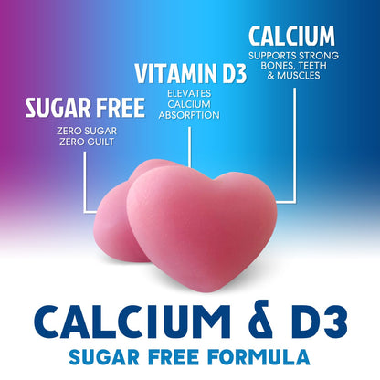 Calcium Gummies with Vitamin D3 (400 IU) - Sugar Free, 120 Count | Supports Immune Health & Bones