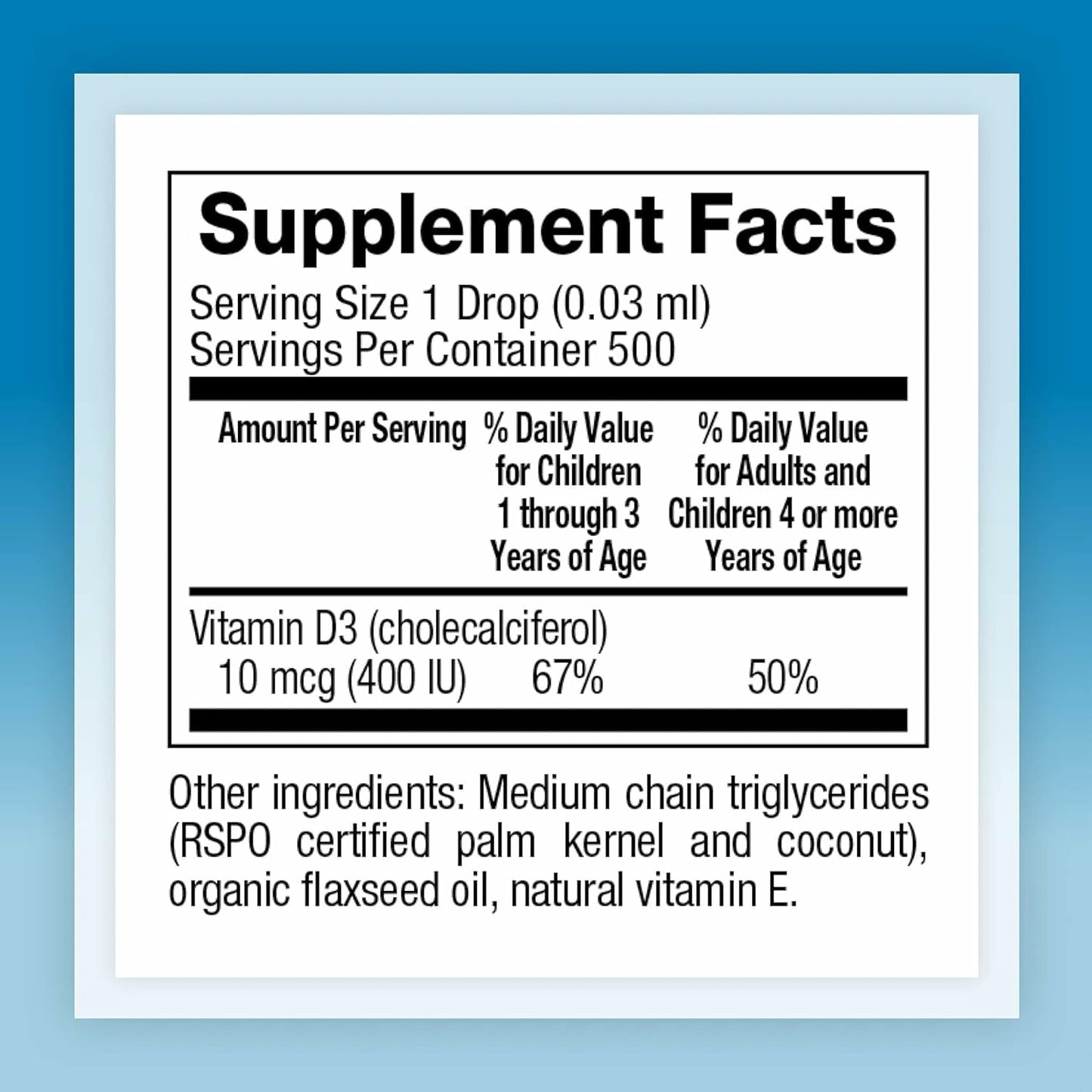 Natural Factors Vitamin D3 Drops 400 IU (10 mcg) for Kids - Supports Strong Bones & Immune Function
