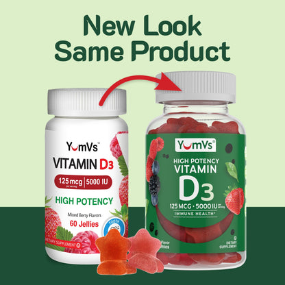 Vitamin D3 Gummies 5000 IU (125 mcg) – Immune & Bone Health | Non-GMO, Gluten-Free, Dairy-Free