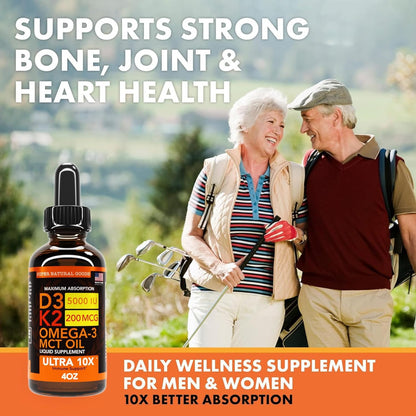 Vitamin D3 K2 Liquid Drops 5000 IU – Fast Absorption 4-in-1
