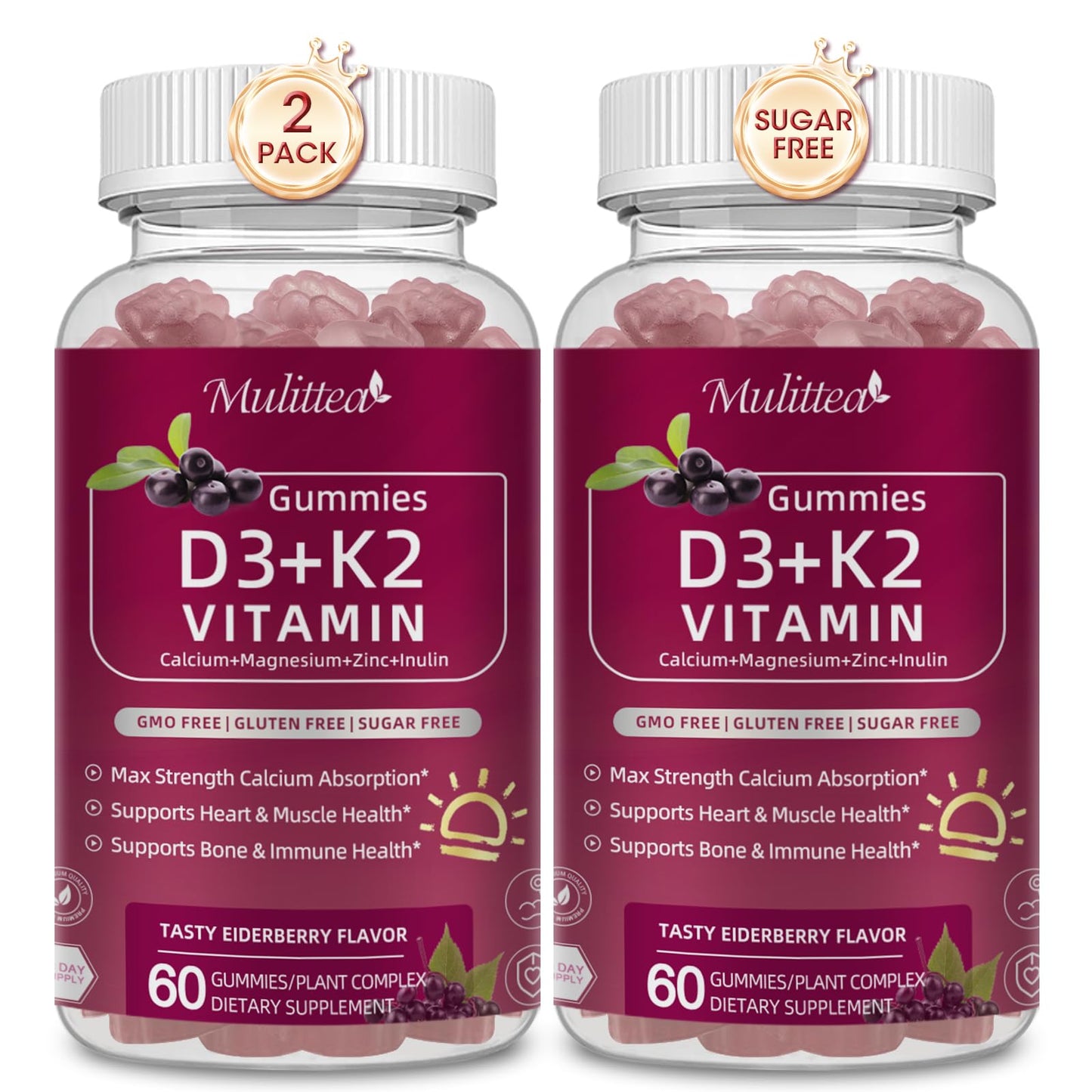 Vitamin D3 10000 IU + K2 MK-7 Vegan Gummies for Immune & Bone Support