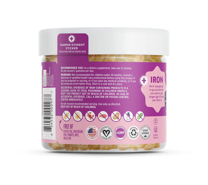 Vitamin Friends Vegan Iron Gummies for Kids – 60 Day Strawberry Multivitamin + Ferrous Fumarate