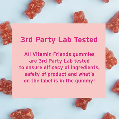 Vitamin Friends Vegan Kids Multivitamin & Iron Gummies – Strawberry Jam (60 Day Supply)