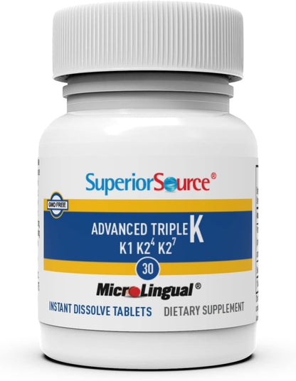 Superior Source Advanced Triple K – Bone Health & Immune Support, Vitamin K1 & K2 (MK-4 & MK-7) – 30 MicroLingual Tablets