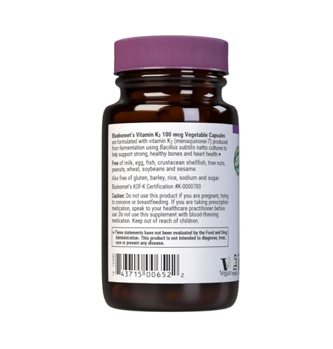 Vitamin K2 (Menaquinone-7) 100 mcg – Vegan Vegetable Capsules | Bluebonnet