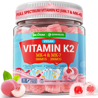 Vitamin K2 Gummies MK-7 & MK-4 – Sugar Free, 2-in-1 Full Spectrum K2