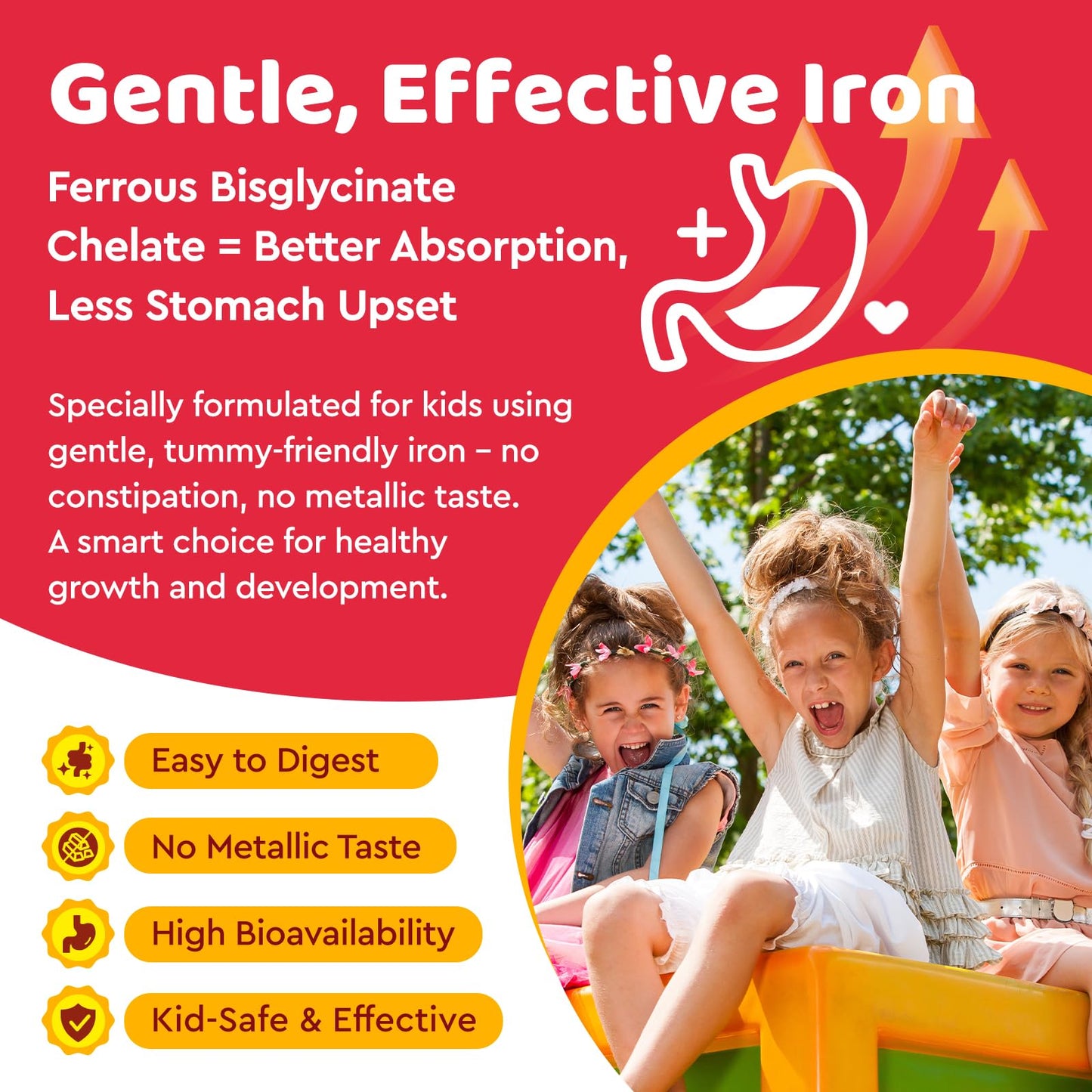 Iron Gummy Multivitamin for Kids – Iron, Zinc & B-Complex (60 Gummies) | Strawberry