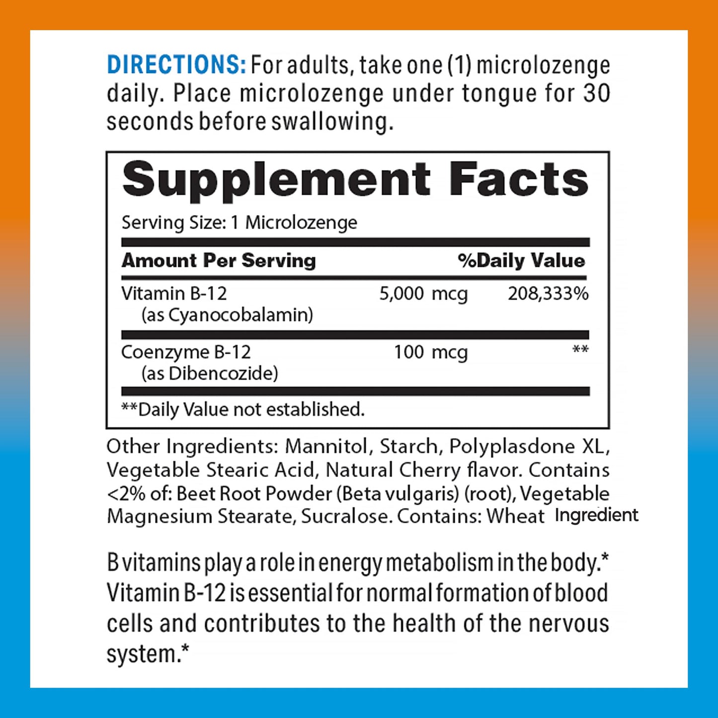 Vitamin World B-12 5000 mcg Sublingual — 120 Microlozenges