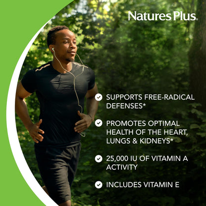 Natures Plus Beta Carotene 25,000 IU – Eye Health 90 Softgels (Gluten-Free)