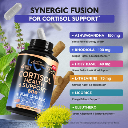 Cortisol Support for Women – Plant-Based Balance (Ashwagandha, Rhodiola, L-Theanine) | Nutraharmony