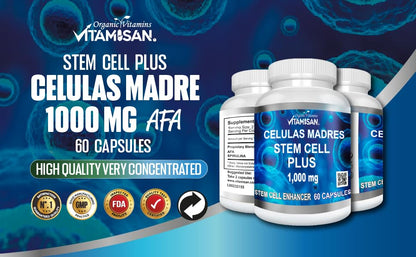 VITAMISAN Celulas Madres 60 Capsules 1000 mg AFA Blue-Green Algae Stem Cell - Pack of 2