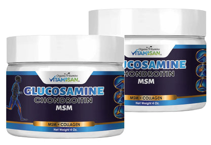 VITAMISAN Glucosamine Chondroitin MSM Collagen Arnica Cream 4oz – 2 Pack – Made in USA
