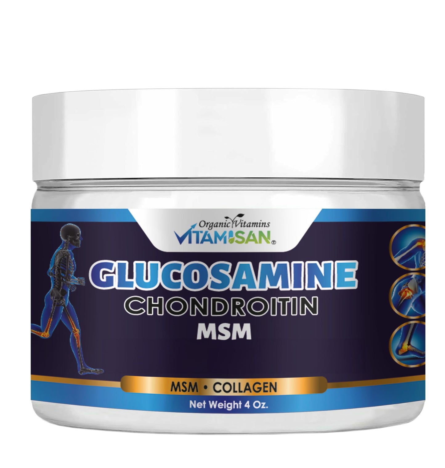 VITAMISAN Glucosamine Chondroitin MSM Collagen Arnica Cream 4oz – 2 Pack – Made in USA