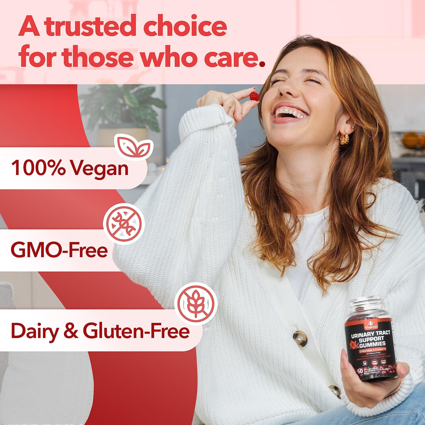 VITAMIZED Cranberry Gummies 1500mg + D-Mannose – Urinary Tract Health (60 Count)