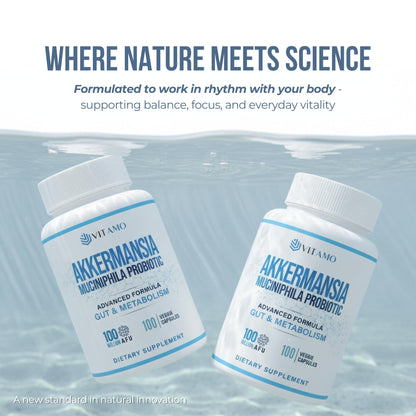 Vitamo Akkermansia Muciniphila Probiotic – 100 Million AFU, GLP-1 Activator | Metabolic & Digestive Health | Made in USA