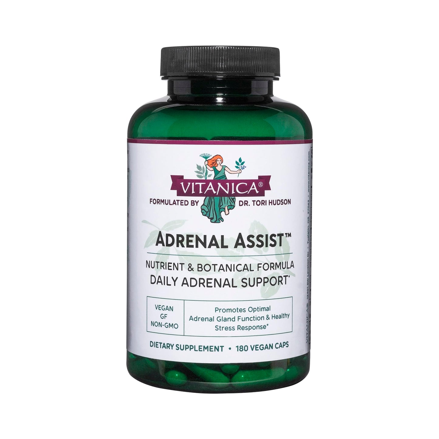 Vitanica Adrenal Assist – Vegan Adrenal Support, 180 Capsules
