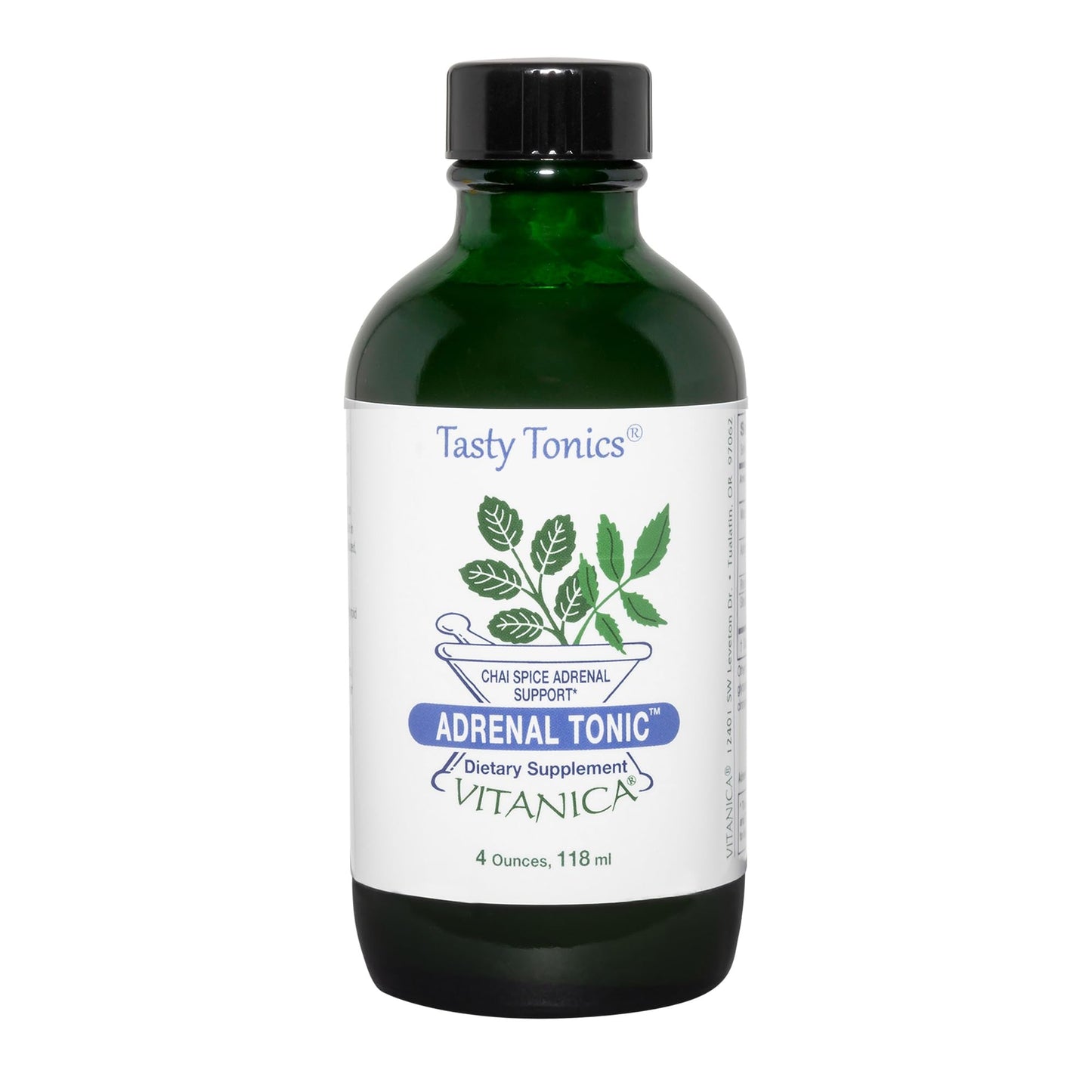 Vitanica Adrenal Tonic – Adrenal Support, Alcohol-Free, Vegan, Chai Spice, 4 oz