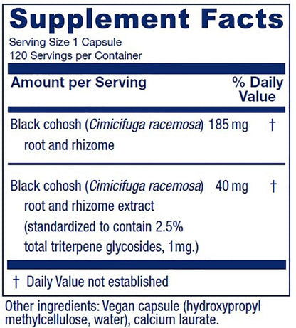 Vitanica Black Cohosh Cimicifuga Extract Plus - Vegan 120 Capsules | Menopause Support