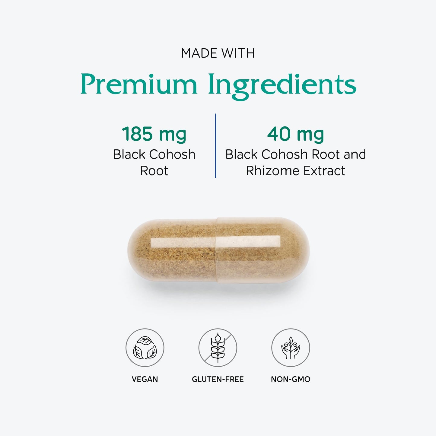 Vitanica Black Cohosh Cimicifuga Extract Plus - Vegan 120 Capsules | Menopause Support