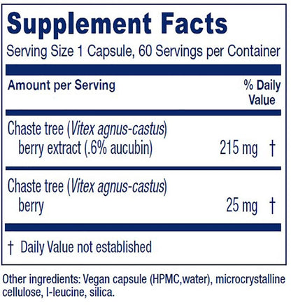 Vitanica Chaste Tree Berry Vitex Extract Plus – Vegan, 60 Capsules